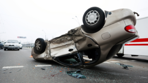 Cary flipped over on the road before a Car Accident Lawyer Essex County NJ is involved