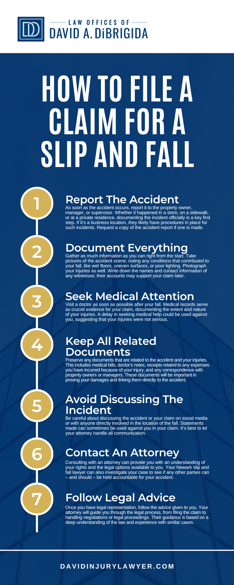 How To File A Claim For A Slip and Fall Infographic